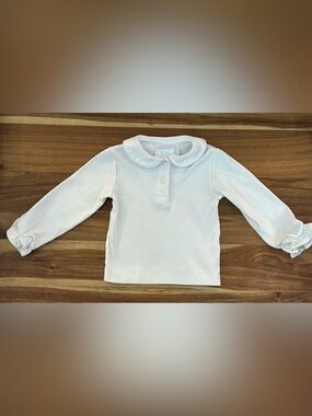 Little English White Peter Pan Collar Knit Layering Shirt Ruffle Cuffs 18M
